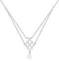 wholesale 925 Sterling Silver Honeycomb Design Freshwater Pearl Double-Layered Necklace for Women-0-0