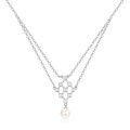 wholesale 925 Sterling Silver Honeycomb Design Freshwater Pearl Double-Layered Necklace for Women-0-0