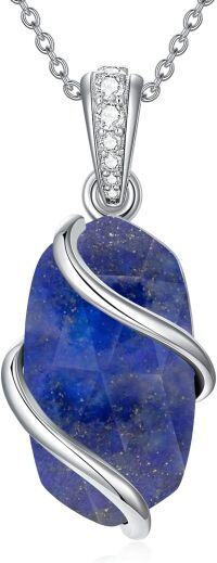 wholesale Sterling Silver Gemstone Dainty Pendant Necklace for Women Mom Gift-A-Lapis Lazuli