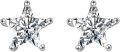 wholesale 925 Sterling Silver Star Shaped Crystal Stud Earrings with Five-Prong Setting for Women-0-0