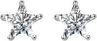 wholesale 925 Sterling Silver Star Shaped Crystal Stud Earrings with Five-Prong Setting for Women-D-white star cz earrings