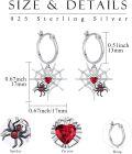 wholesale 925 Sterling Silver Hypoallergenic Red Heart & Black Spider Web Dangle Hoop Earrings for Women-0-1