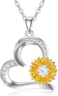 wholesale Gold-Plated 925 Sterling Silver Moissanite Sunflower Heart Pendant Necklace-Sunflower