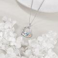 wholesale 925 Sterling Silver Blue Crystal Love Cat and Dog Heart Pendant Necklace Gift for Women-0-3