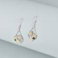 wholesale 925 Sterling Silver Metal Butterfly and Flower Teardrop Dangle Earrings for Women Mom Gift Leverback Jewelry-0-4