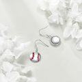 wholesale 925 Sterling Silver Baseball Heart Drop Earrings for Women Girls Love Sports  3cm Long-0-3