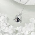 wholesale 925 Sterling Silver Black Skunk in Heart Pendant Necklace for Women Girls Gifts-0-1