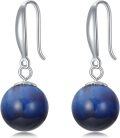 wholesale 925 Sterling Silver Navy Blue Agate Drop Earrings-0-0