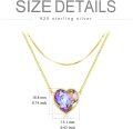 wholesale TOUPOP Layered Necklace For Women Love Heart Layer Necklaces Gold Plated Crystal Pendant S925 Sterling Silver Jewelry For Her Wife Girlfriend Valentine's Mother's Day Anniversary Birthday Gifts -0-2