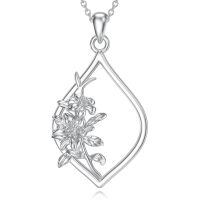 wholesale 925 Sterling Silver Floral Drop Pendant Necklaces with Enamel Flowers s for Women Girls-Lily Pendant