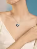 TOUPOP Sterling Silver Crystal Rose Heart Necklace Gift For Women-0-1