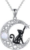 wholesale  Sterling Silver Abalone Celtic Moon Black Cat Tree of Life Necklace for Women -0-0