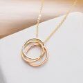 TOUPOP 14K Gold Three Circle Necklace for Women Tri Color Pendant Gift-0-2