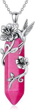 wholesale Sterling Silver Quartz Hummingbird Necklace Gift for Women Mom-0-0