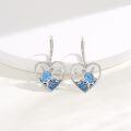 wholesale 925 Sterling Silver Blue Opal Sea Turtle Heart Leverback Dangle Earrings with Starfish and Wave Design - Ocean Beach s for Women & Sisters-0-5