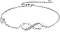 wholesale 925 Sterling Silver Heart & Infinity Charm Bracelet - Adjustable Gift for Her-Infinity