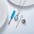 wholesale 925 Sterling Silver Cremation Urn Pendant Necklace Celtic Knot Blue Opal Teardrop Platinum Plated-0-2