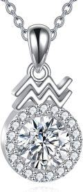 wholesale Sterling Silver Moissanite Zodiac Necklace Lab Created Diamond Gift-0-10