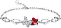 wholesale  Sterling Silver Crystal Butterfly Bracelet for Women Teens -Butterfly-Red