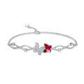 wholesale 925 Sterling Silver Pink Crystal Butterfly Charm Bracelet for Girls & Teenagers-0-6