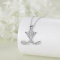 wholesale 925 Sterling Silver CZ Crossed Clubs Pendant Necklace for Golf Lovers Gifts-0-1