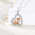 wholesale 925 Sterling Silver Fox Love You Enamel Heart Pendant Necklace for Women Gifts-0-3