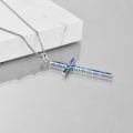 wholesale 925 Sterling Silver Cross Pendant With Blue Opal And Philippians Inscription-0-14