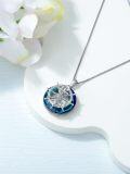 wholesale 925 Sterling Silver Blue Crystal Anchor Compass Pendant Necklace for Women & Men - 18 Chain + Extender-0-4