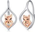 wholesale 925 Sterling Silver Fox Head Heart Shape Hoop Earrings - Cute  for Women-0-0