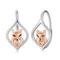 wholesale 925 Sterling Silver Fox Design Earrings With Heart Shape Detail And Rose Gold Accent-0-0