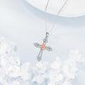 wholesale 925 Sterling Silver Rose Flower Cross Pendant Necklace Jewelry for Women and Girls-0-5