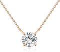 wholesale 14K Gold Chain with Round Cut Moissanite Solitaire Pendant (0.5 ct) - 18 + Extender-0-0