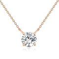 wholesale 14K Rose Gold Moissanite Round Cut Solitaire Pendant Necklace 0.5-2 ct 16+2 Chain-0-0