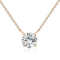 wholesale 14K Rose Gold Moissanite Round Cut Solitaire Pendant Necklace 0.5-2 ct 16+2 Chain-0.5CT Rose Gold