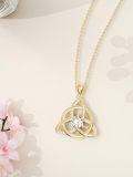 wholesale Gold-Plated 925 Sterling Silver Moissanite Trinity Knot Pendant Necklace for Women-0-4
