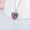 wholesale 925 Sterling Silver Heart Cremation Urn Necklace Oxidized Floral Amethyst Memorial Pendant-0-18