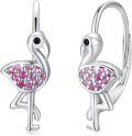 wholesale 925 Sterling Silver Flamingo Pink Crystal Ear Cuffs for Women Girls Animal  Set-0-0