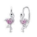 wholesale 925 Sterling Silver Flamingo Drop Earrings With Pink Cz White Gold Plated For Women-0-0