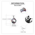 wholesale 925 Sterling Silver Rainbow Crystal Panda on the Moon Pendant Necklace-0-4