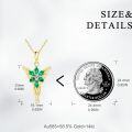 wholesale 10K Gold Elven Star Pendant Necklace with Green Stones and White Diamond Centerpiece for Women-0-2