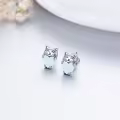 wholesale 925 Sterling Silver Heart-Shaped Opal Cat Stud Earrings - Adorable Kitty  for Her-0-1