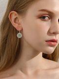 wholesale 14K Gold Plated Sterling Silver Round Natural Jade Earrings for Women-0-14