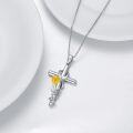 wholesale 925 Sterling Silver Yellow Rose Flower Infinity Cross Pendant Necklaces for Women Girls Christian Religious Gifts-0-3