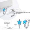 wholesale 925 Sterling Silver Blue Opal & Cubic Zirconia Star Hoop Earrings for Women-0-3
