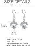 wholesale 925 Sterling Silver Pearl & Filigree Heart Drop Earrings Gift for Her-0-2