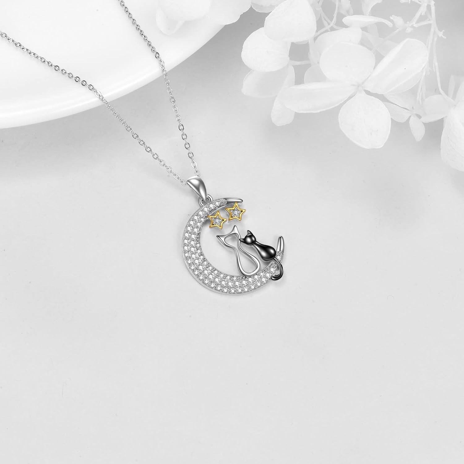 Sterling Silver Stone Cute Animal Necklace Turtle Cat Flamingo Owl Mother Child Mom Gift-0-3