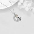 wholesale 925 Sterling Silver Moon & Cats Pendant Necklaces for Women Girls Gifts Jewelry Accessories-0-3