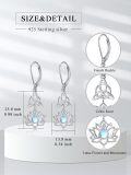 wholesale 925 Sterling Silver Lotus Flower Moonstone Drop Earrings with Triquetra Design-0-4
