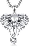 wholesale 925 Sterling Silver Elephant Head Pendant Necklaces with Black Cubic Zirconia Eyes and Braided Chain for Women/Men s 46cm/18 Length-0-0
