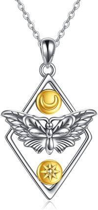 wholesale 925 Sterling Silver Gold Plated Butterfly Charm Triangle Star Moon Pendant Necklaces Gifts for Women Girlfriends Mothers Day Presents Jewelry Accessories-Butterfly